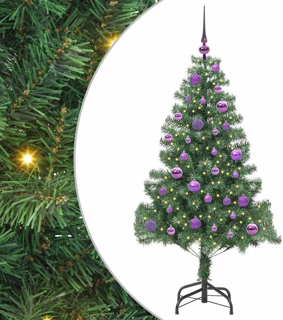 vidaXL Karácsonyfa 150 LED-del állvánnyal Zöld 150 cm PVC