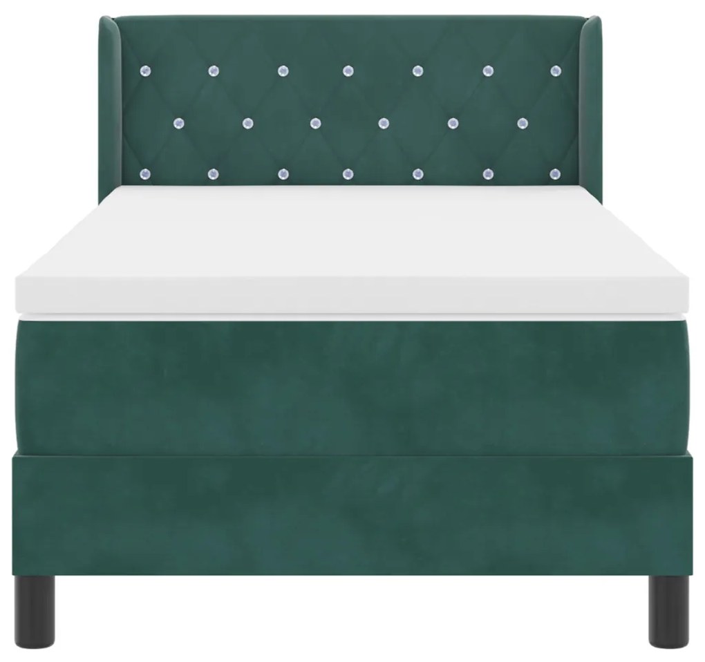 vidaXL Boxrugós ágy matracmal Sötétzöld 190 x 90 cm Poliészter