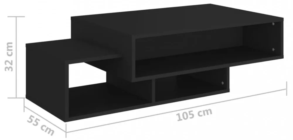 fekete szerelt fa dohányzóasztal 105 x 55 x 32 cm