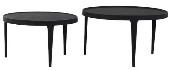 Fekete kerek dohányzóasztal szett 2 db-os ø 75 cm Tobias – Light & Living