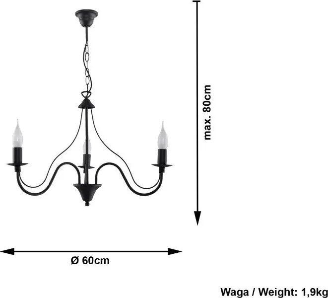 Fekete fém függőlámpa ø 60 cm Fiorano – Sollux