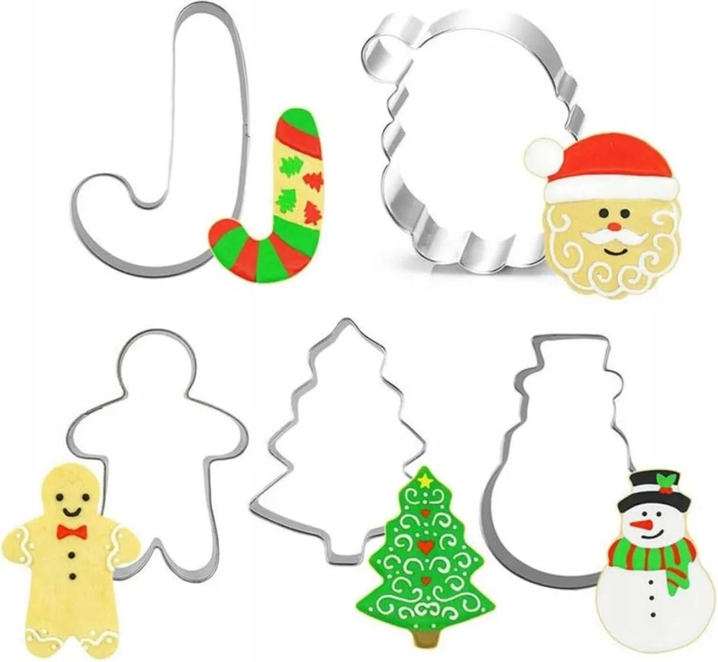Kiszúrók Mézeskalács Keksz Sütőformák Karácsonyi 5 db Süti Forma