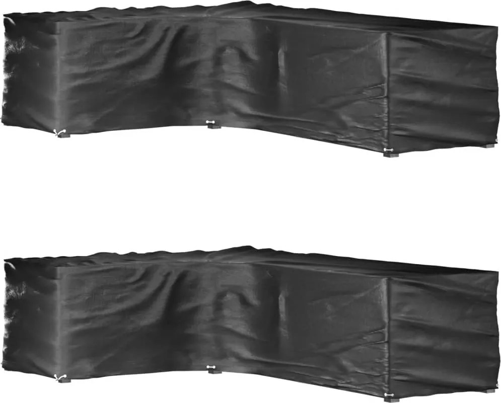 vidaXL 2 db L-alakú kerti bútorhuzat 16 fűzőlyukkal 210x260x80 cm