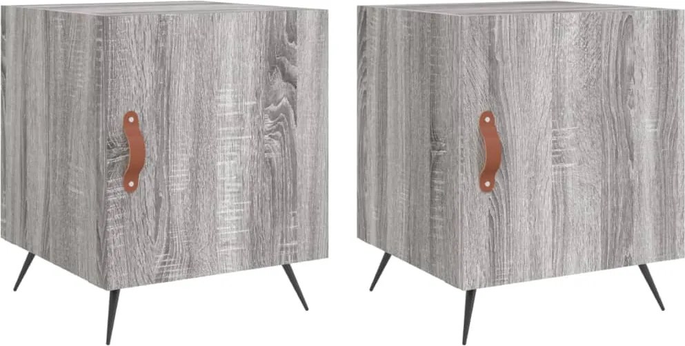 vidaXL 2 db szürke sonoma színű szerelt fa éjjeliszekrény 40x40x50 cm