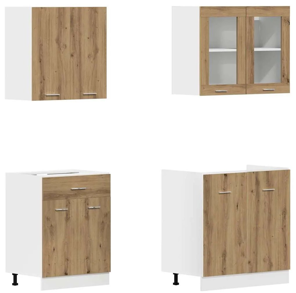 Lyon 4 darabos konyhaszekrény készlet Kézműves tölgy műszaki fa