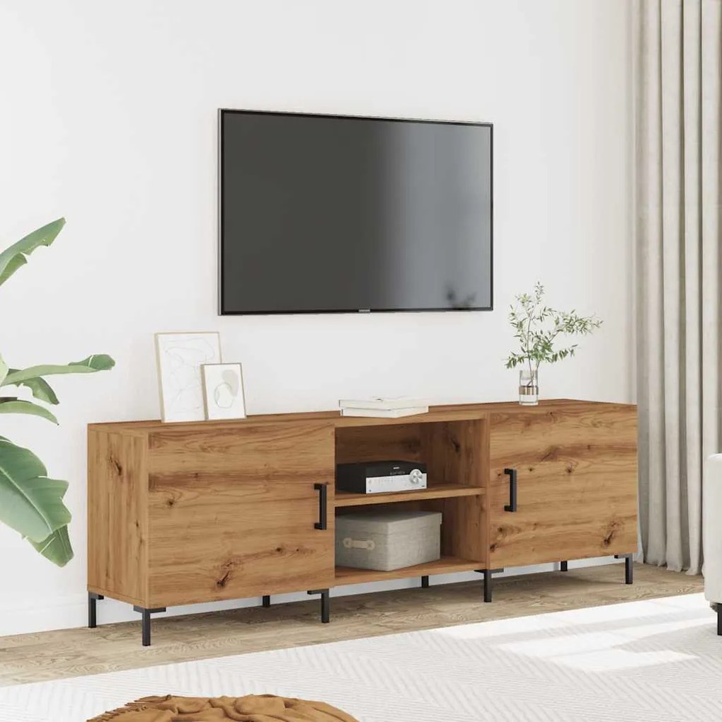 kézműves tölgy színű szerelt fa TV-szekrény 150 x 30 x 50 cm