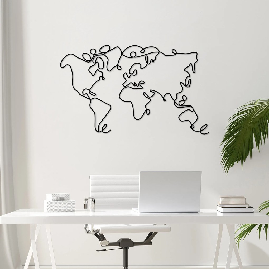 Fém fali dekoráció, World Map