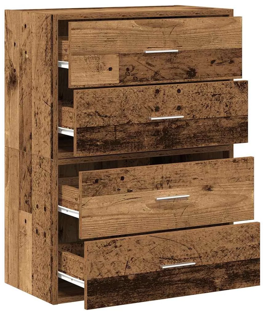 2 db antik fa szerelt fa szekrény 2 fiókkal 60 x 31 x 40 cm