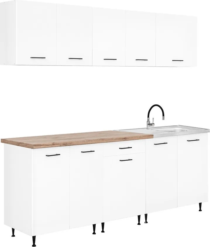 Primo 220 konyhabútor fehér, charlestone tölgy munkalappal