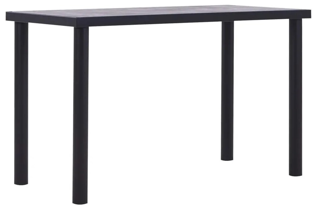 Fekete és betonszürke MDF étkezőasztal 120 x 60 x 75 cm