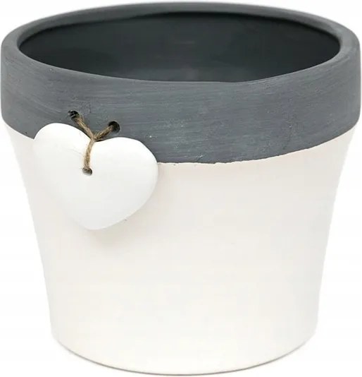 Virágtartó Fedél Fehér Ecru 16x13cm Szívvel 15