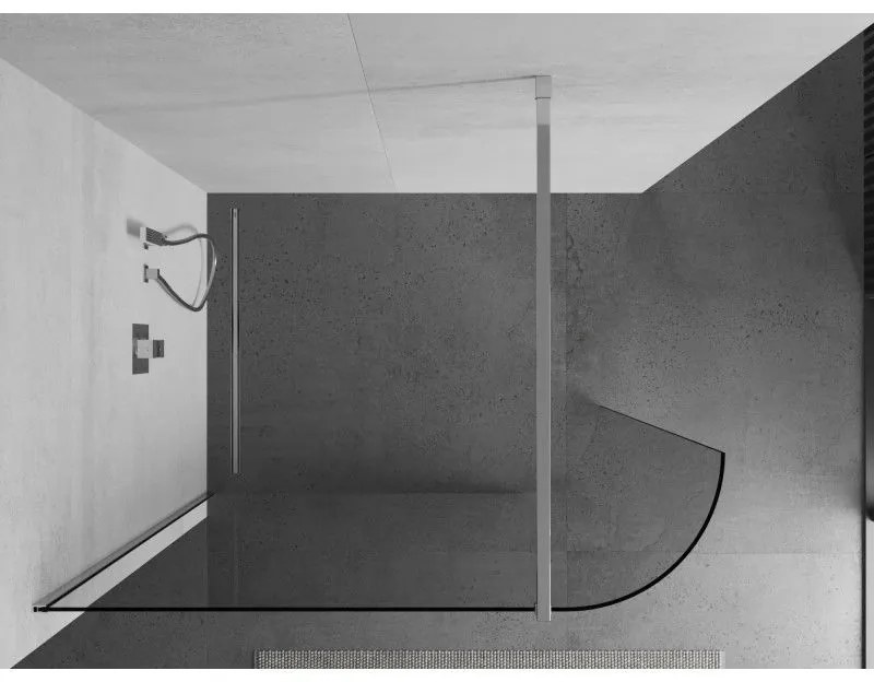 Mexen Kioto, lekerekített zuhanyparaván 160 x 200 cm, 8 mm átlátszó üveg, króm profil, 800-160-101-01-06