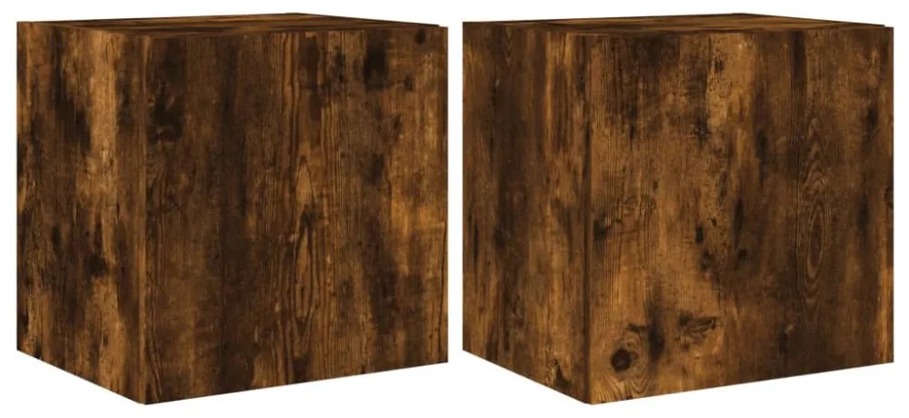 2 db füstös tölgy fali TV-szekrény LED-ekkel 40,5x35x40 cm