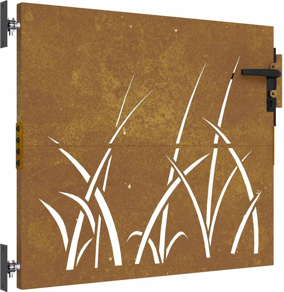 vidaXL fűmintás corten acél kerti kapu 85 x 75 cm