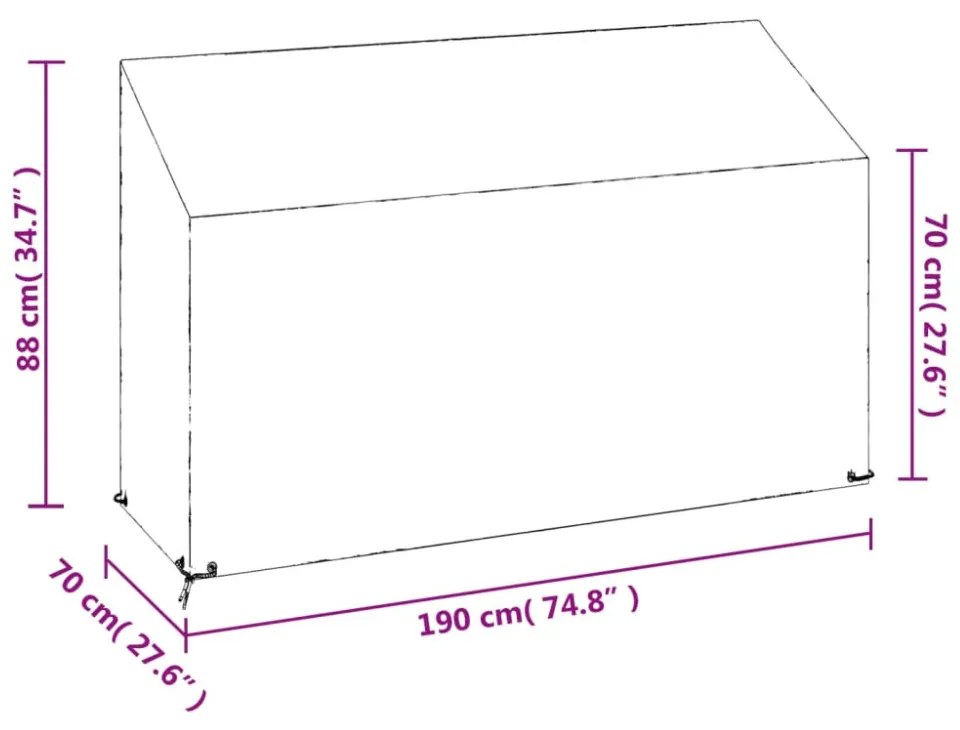 2 db polietilén kerti padhuzat 8 fűzőlyukkal 190x70x70/88 cm