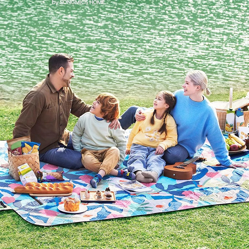 XXL piknik takaró, strand szőnyeg 300 x 200 cm színes levelek
