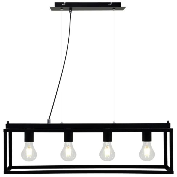 Briloner - Csillár zsinóron BLACK STEEL 4xE27/40W/230V