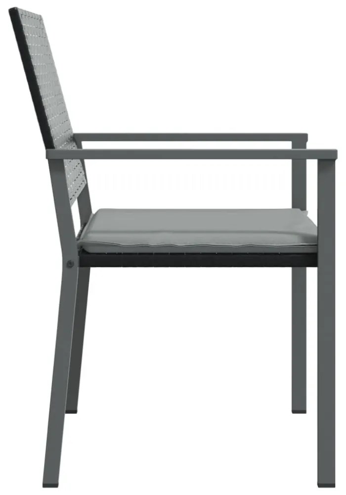 6 db fekete polyrattan kerti szék párnával 54x62,5x89 cm