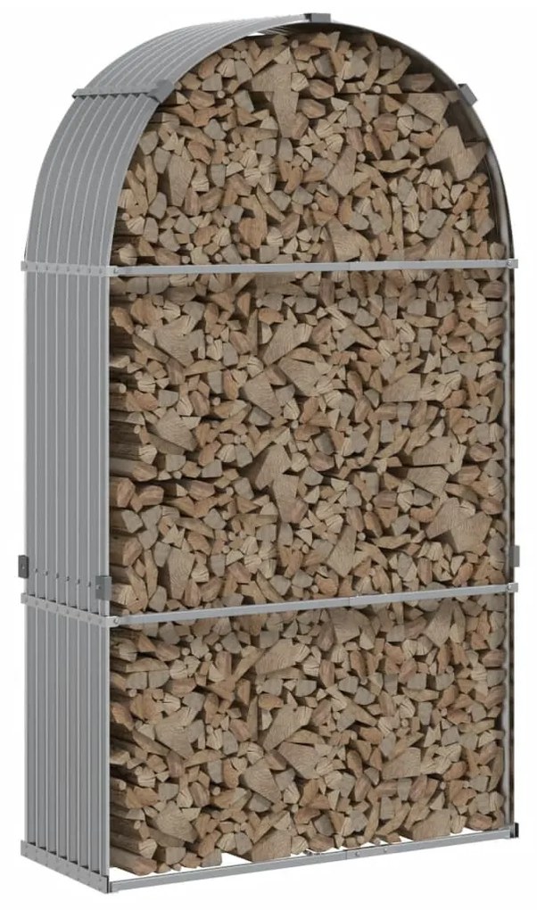 világosszürke horganyzott acél rönktartó 120 x 45 x 210 cm
