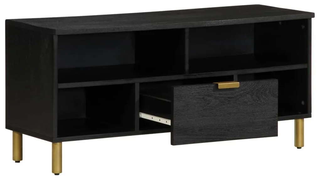 fekete szerelt fa TV-szekrény 100 x 33 x 46 cm