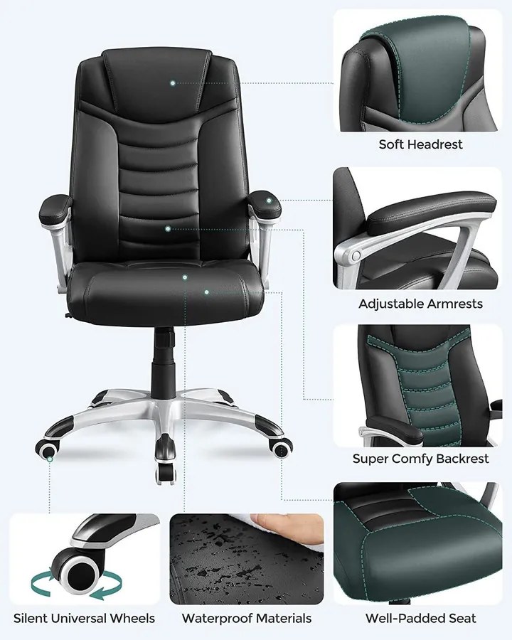 Songmics Ergonomikus irodai szék, állítható magasságú forgószék