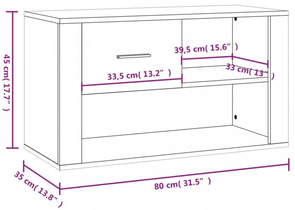 fekete szerelt fa cipősszekrény 80x35x45 cm