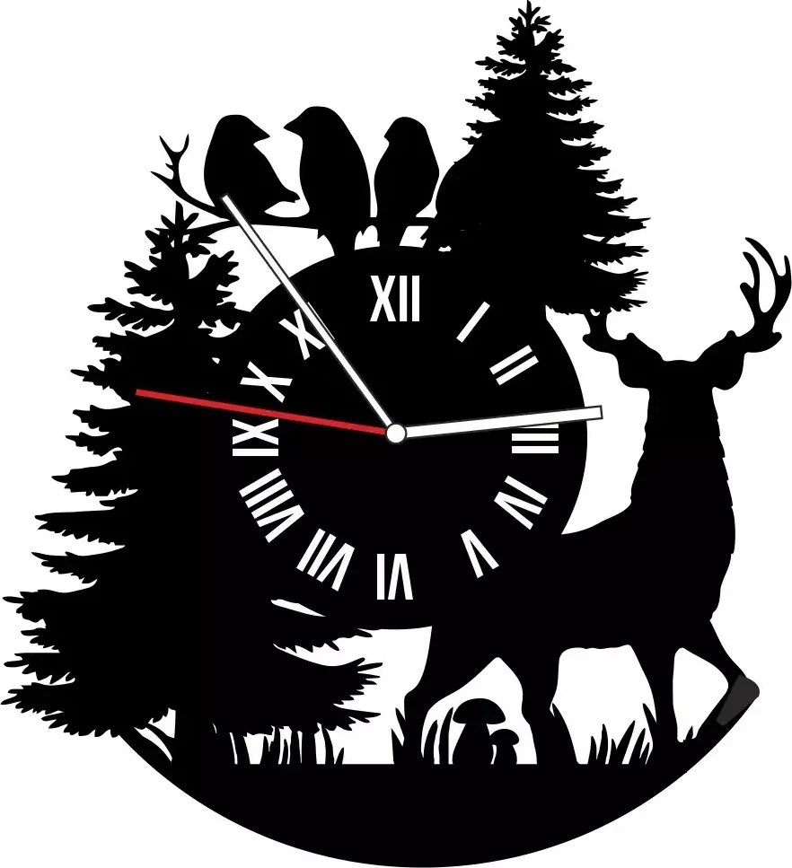 Nagy Fém Falióra 60cm Fekete Erdő Szarvas