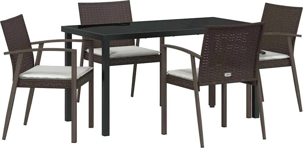 vidaXL Kert étkező szett 5 pcs Barna és fekete PE Rattan