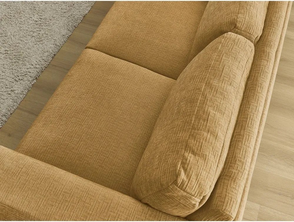 Mustársárga zsenília kinyitható kanapé mindennapos alvásra 240 cm Hugo – Bobochic Paris