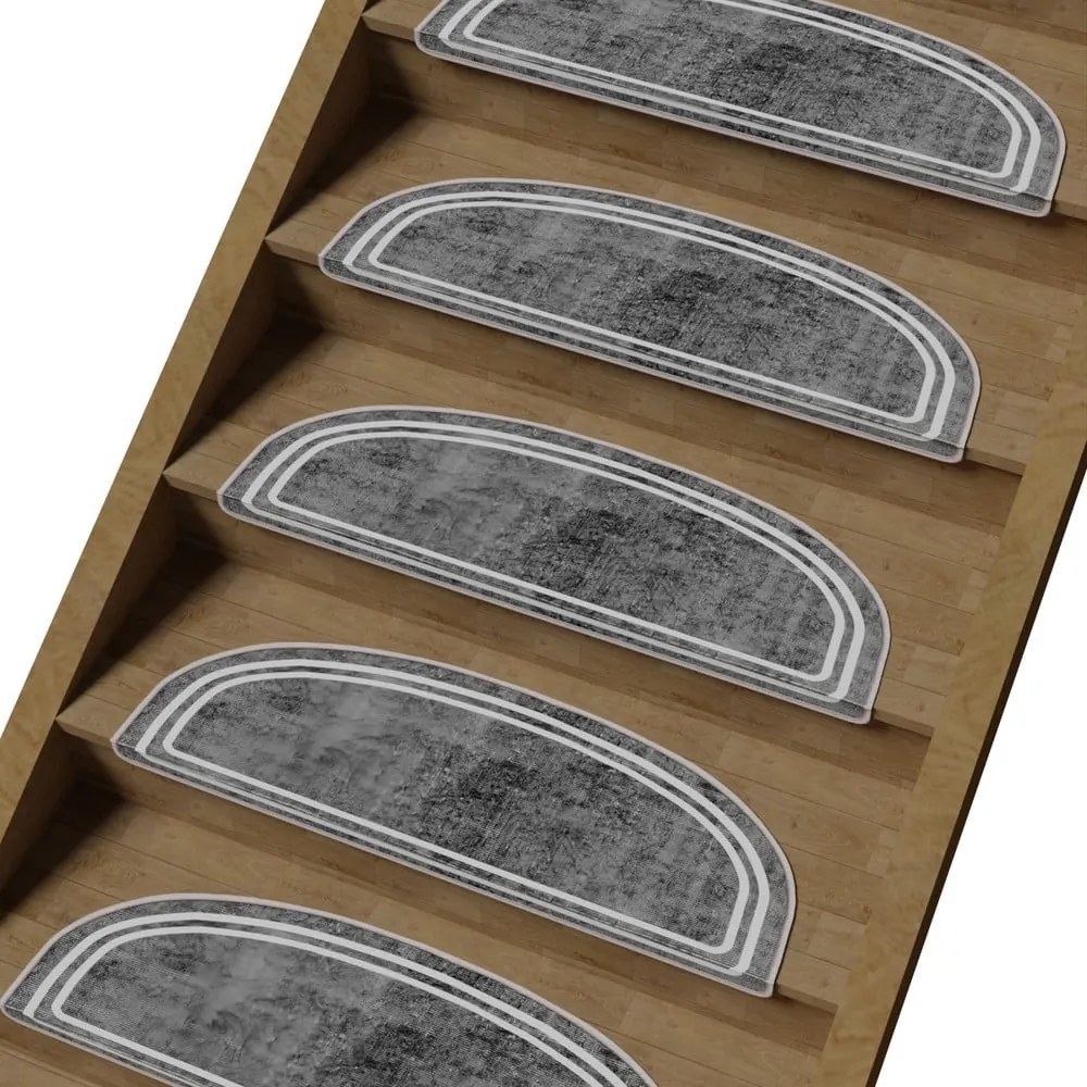 Szürke lépcsőszőnyeg szett 16 db-os 20x65 cm Plain – Vitaus