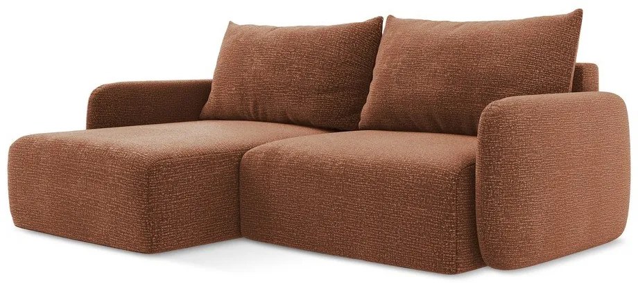Téglavörös kinyitható-tárolóhelyes sarokkanapé (bal oldali) Kalena – Makamii