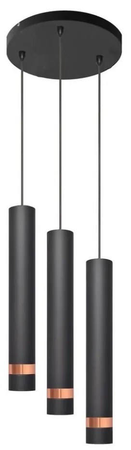 LED Csillár zsinóron TUBA 3xGU10/4,8W/230V fekete/réz