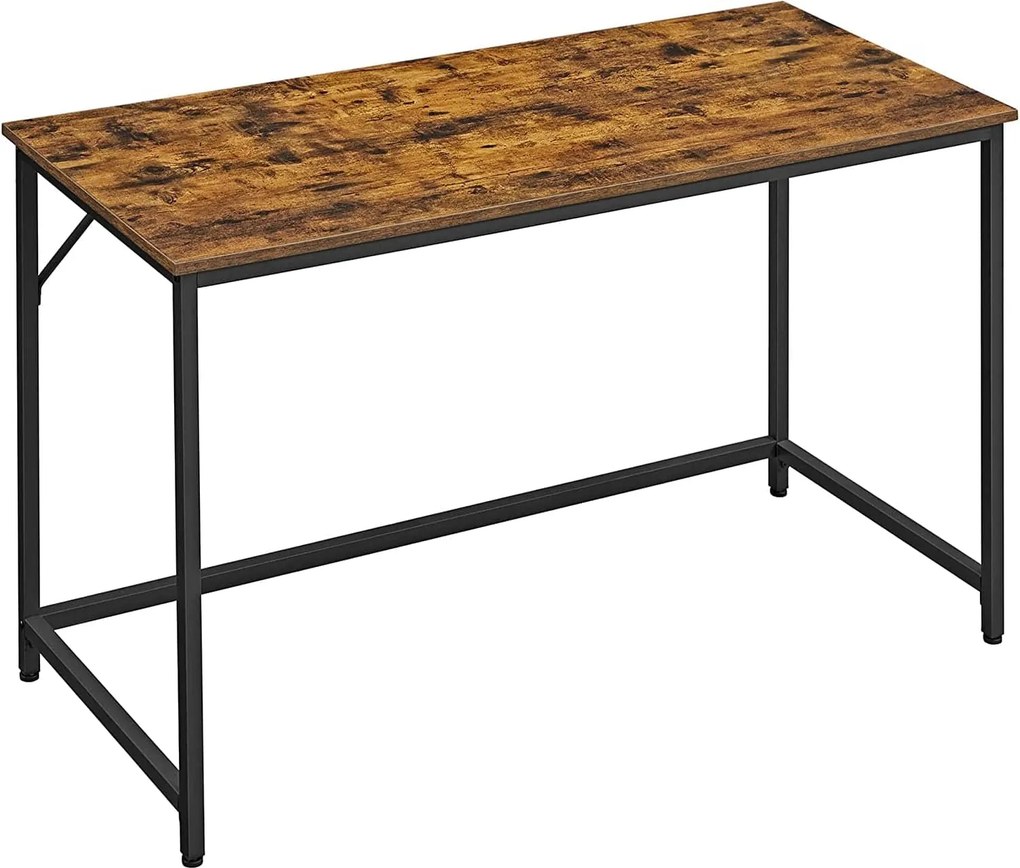 Íróasztal, számítógépes asztal, kis irodai asztal 120x60 cm, rusztikus barna/fekete