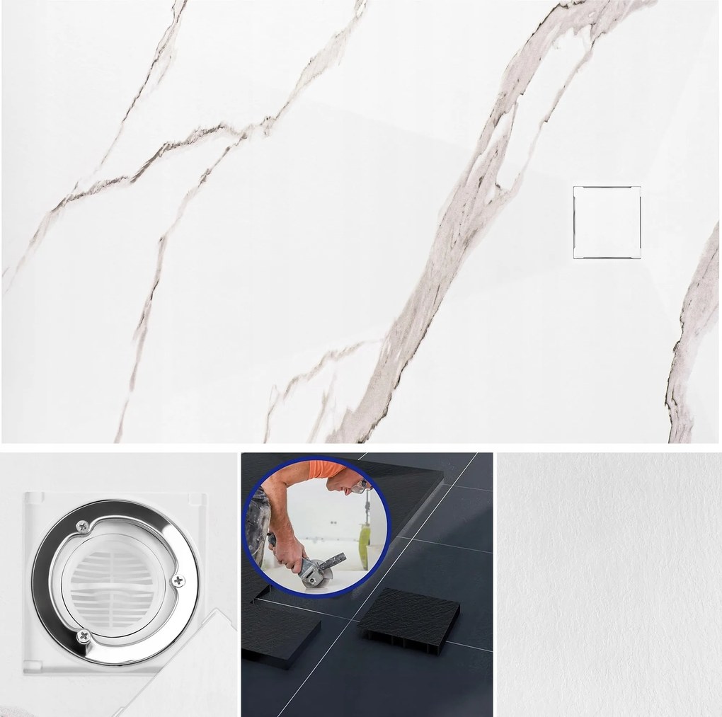 Zuhanytálca Kő Magnum Fehér Carrara 90x120cm