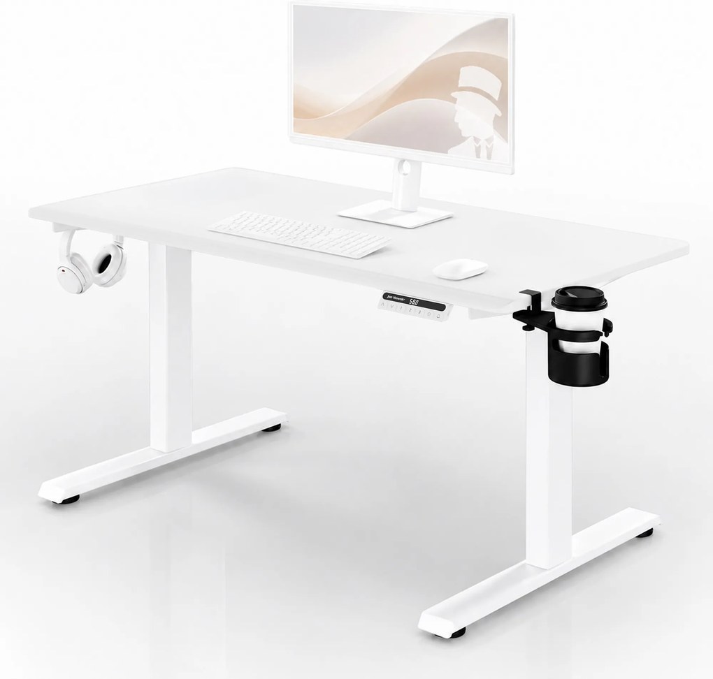 Elektromos, állítható magasságú, ergonomikus, fehér íróasztal,1200x600 mm: ARIA