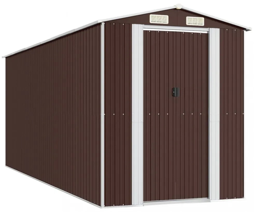 sötétbarna horganyzott acél kerti fészer 192 x 523 x 223 cm