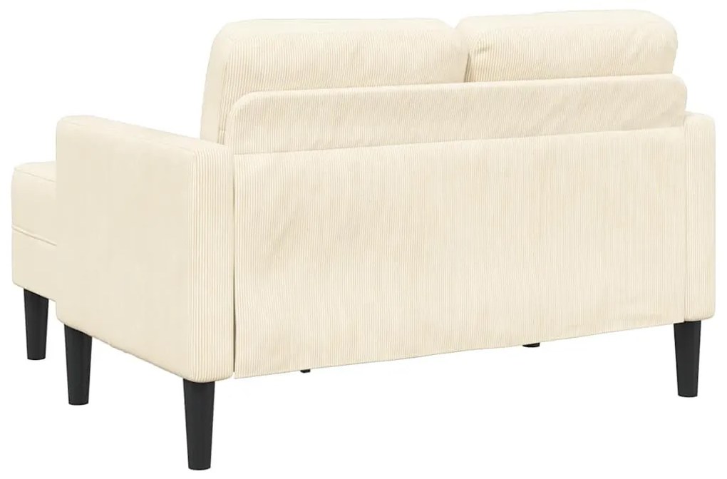 krémszínű vászon 2 üléses kanapé L-alakú kanapéval 125 cm