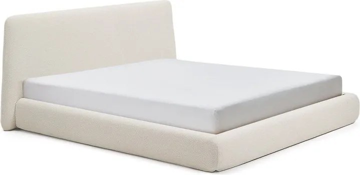 Bézs kárpitozott franciaágy ágyrács nélkül 180x200 cm Martina – Kave Home