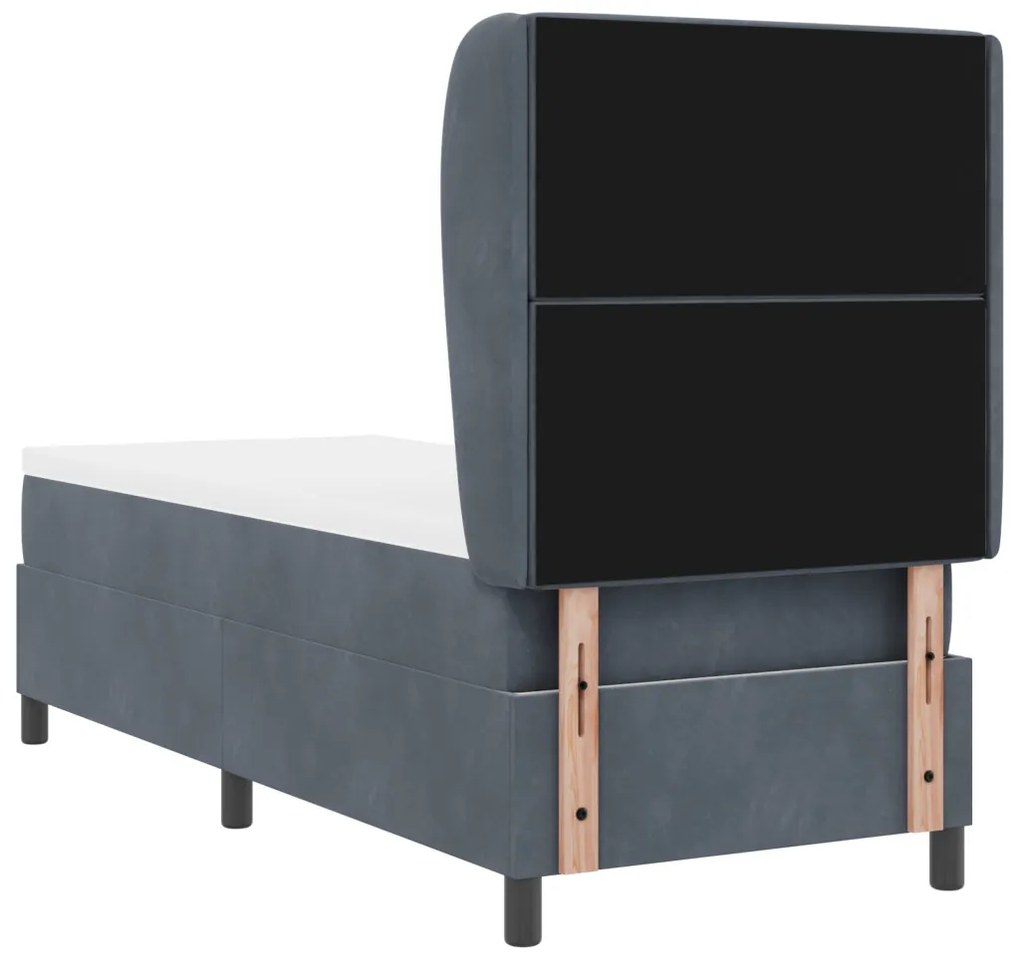 vidaXL Boxrugós ágy matracmal Sötétszürke 200 x 80 cm Poliészter