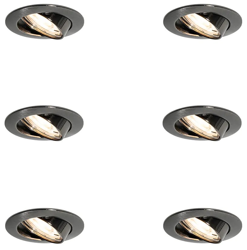 6 darabos modern fegyverszürke GU10 50mm kerek dönthető beépíthető spotlámpa szett - Edu