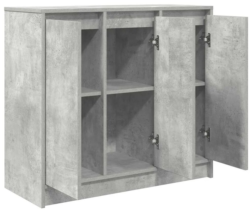 betonszürke szerelt fa tálalószekrény 85x34x76 cm