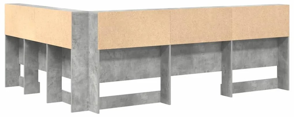 Tároló fejtámla polcokkal tárolóval Beton szürke 135 cm Faanyag