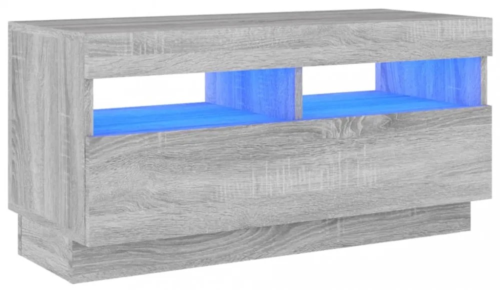 szürke sonoma TV-szekrény LED világítással 80 x 35 x 40 cm