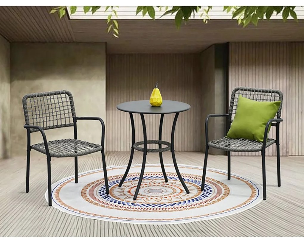 Autronic Kerti garnitúra 1+2, fém, polirattan,szürke , AZ-L1103 GREY