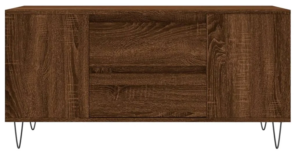 Barna tölgyszínű szerelt fa dohányzóasztal 102 x 44,5 x 50 cm