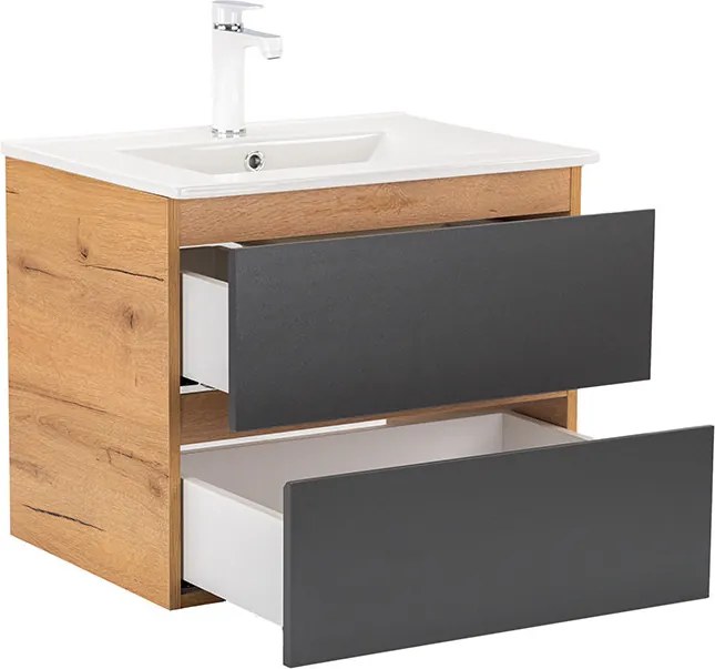 Vario Forte 60 alsó szekrény mosdóval tölgy-antracit