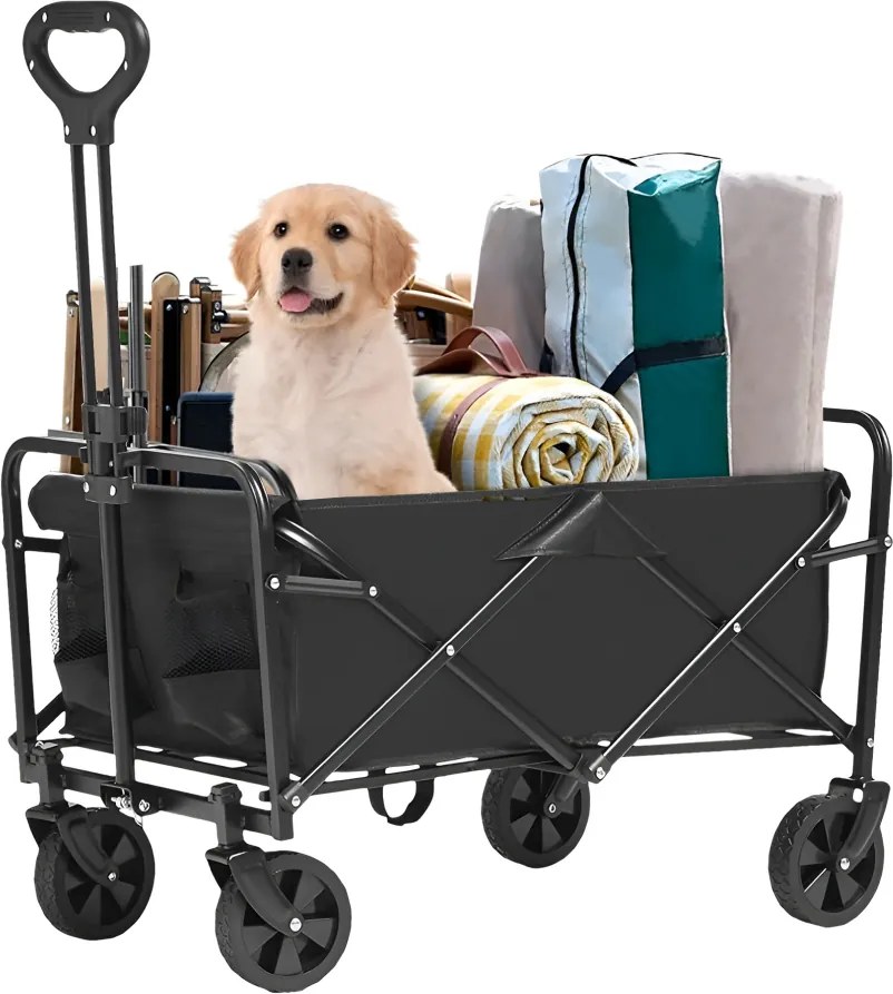 Kerti kocsi, összecsukható, fekete, KARIL