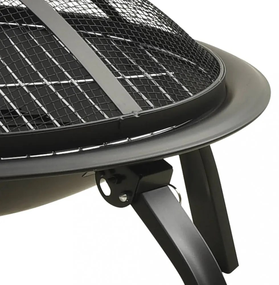 2 az 1-ben acél tűztál és grillező piszkavassal 56 x 56 x 49 cm