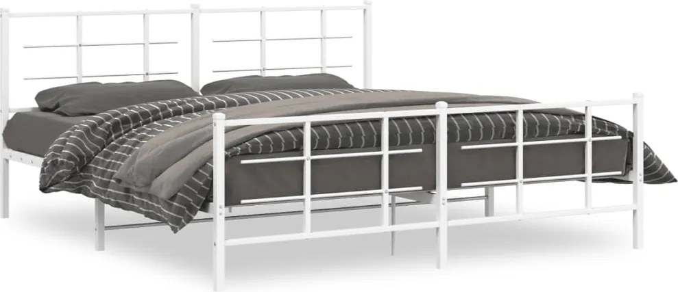 vidaXL fehér fém ágykeret fej- és lábtámlával 183 x 213 cm