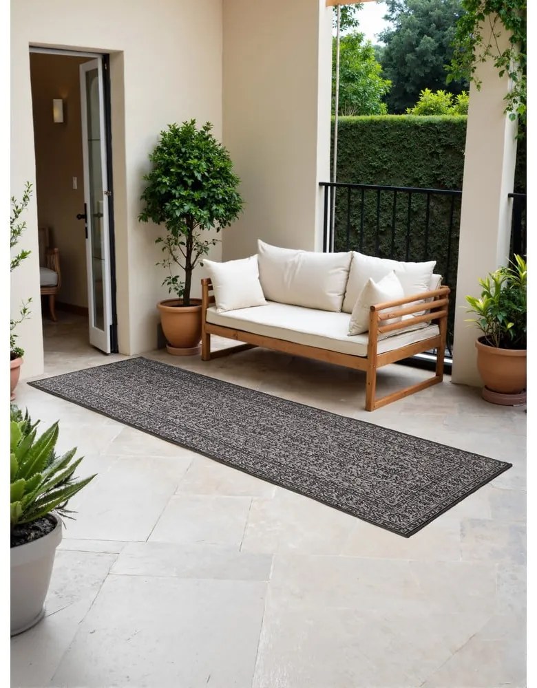 Fekete-fehér kültéri-beltéri futószőnyeg 80x250 cm Duet Kona – NORTHRUGS